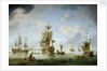 Shipping becalmed in the Solent by Charles Brooking