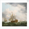 East Indiamen in a gale by Charles Brooking