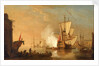 An English man-of-war firing a salute by Samuel Scott