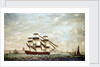 A two-decker and other vessels off Dover by Francis Holman