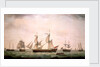 An English brig with captured American vessels by Francis Holman