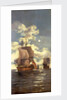 Moonlight scene: ships saluting by Monamy Swaine