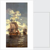 Moonlight scene: ships saluting by Monamy Swaine