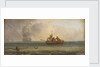 Four sailors in a ship's boat by Sands