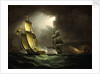 A smuggler chased by a brig by Thomas Buttersworth