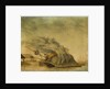 A ship hove down and burning off by Gabriel Bray