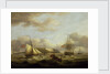 A cutter passing astern of a frigate by Thomas Luny