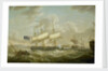 A frigate coming to anchor in the Mersey by Robert Salmon