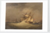A frigate off a rocky coast by Nicolas Matthew Condy