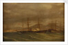 A paddle frigate in a rough sea off Naples by A. de Simone