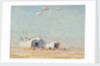 LSTs on the beach at Courseulles by Stephen Bone