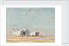 LSTs on the beach at Courseulles by Stephen Bone