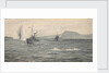 HMS 'Lanner' and 'Salvia' under bomb attack in Suda Bay by Rowland John Robb Langmaid