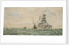 HMS 'Malaya' refuelling destroyers at sea by Rowland John Robb Langmaid