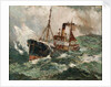 Gale force 8: trawler in a rough sea by Harry Hudson Rodmell