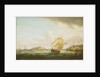 A merchantman and other vessels off Castle Cornet, Guernsey by Thomas Whitcombe