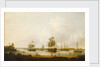 Ships off the gun wharf at Portsmouth, 1770 by Dominic Serres the Elder