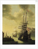 Dutch men-of-war in harbour by J. Browne
