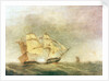 HMS 'Pique' carrying away her rudder by John Christian Schetky