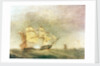 HMS 'Pique' carrying away her rudder by John Christian Schetky