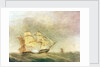 HMS 'Pique' carrying away her rudder by John Christian Schetky