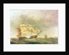 HMS 'Pique' carrying away her rudder by John Christian Schetky