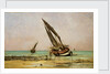 Beached fishing boats at low tide, Villerville by Edmond Yon