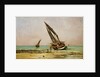 Beached fishing boats at low tide, Villerville by Edmond Yon