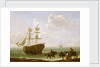 A beached Collier Unloading into Carts by Julius Caesar Ibbetson