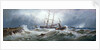A French paddle tug bringing a barque into Boulogne harbour in heavy weather by Thomas Bush Hardy