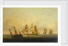 End of the action between HMS 'Arrow' and 'Acheron' and the French frigates 'Hortense' and 'Incorruptible' by Francis Sartorius