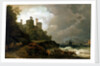 A fishing boat brought ashore near Conway Castle by Philippe-Jacques de Loutherbourg
