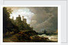 A fishing boat brought ashore near Conway Castle by Philippe-Jacques de Loutherbourg