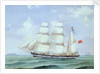The barque 'Antagonist' entering the Elbe by Heinrich Andreas Saphus Petersen