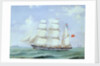 The barque 'Antagonist' entering the Elbe by Heinrich Andreas Saphus Petersen