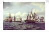 The ship 'Castor' and other vessels in a choppy sea by Thomas Luny