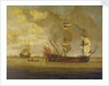 The 'Charles Galley' before a light breeze by Willem Van de Velde the Younger