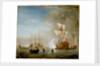 Calm: an English ketch rigged yacht, thought to be the Isabella, with other ships and vessels near the shore by Peter Monamy