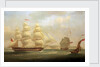 The East Indiaman 'Roxburgh Castle' with the ship 'Sir Edward Paget' off Dover by William John Huggins
