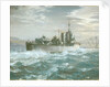 HMS Woolston (1918) in a heavy sea by Charles E Turner