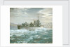 HMS Woolston (1918) in a heavy sea by Charles E Turner