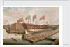 HMS 'Buckingham' on the stocks at Deptford by John Cleveley