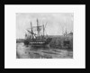 Stern quater view of copper ship and others aground at low tide by unknown