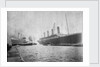 Passenger liner 'Titanic' (Br, 1912) Oceanic Steam Nav Co Ltd, (Ismay Imrie & Co Ltd, managers) (White Star Line): at Belfast with the 'Olympic'; bow just out of picture by unknown