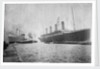 Passenger liner 'Titanic' (Br, 1912) Oceanic Steam Nav Co Ltd, (Ismay Imrie & Co Ltd, managers) (White Star Line): at Belfast with the 'Olympic'; bow just out of picture by unknown