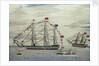 A warship at anchor by Charles Weeden
