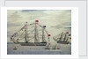 A warship at anchor by Charles Weeden