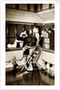 Passengers on aboard an unidentified cruise liner relax around the swimming pool in the very latest fashions by unknown