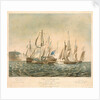 The Cumberland Merchant Ship engaging 4 French Lugger Privateers off Folkestone, on 13th Jany 1811 by George Ballisat