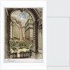 Front cover of Cunard menu featuring archway by unknown